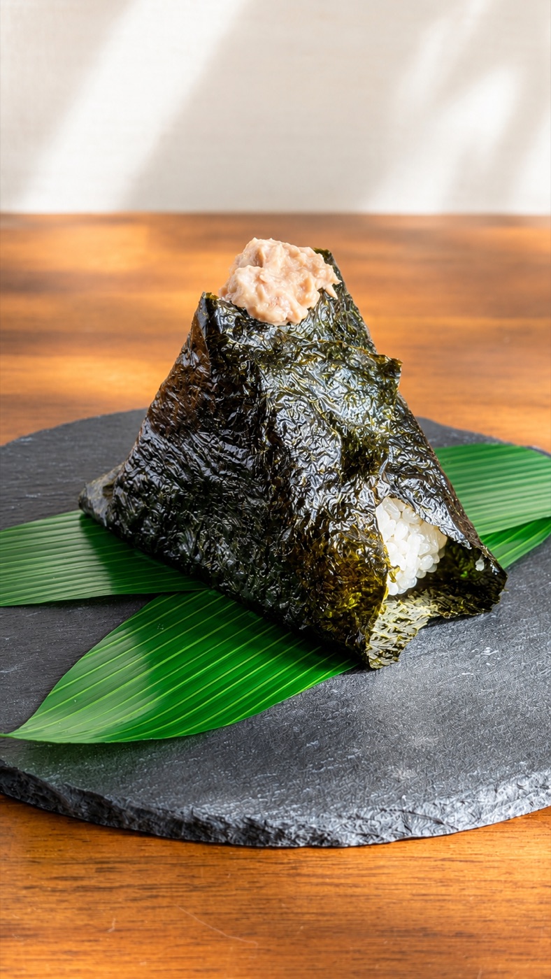 ツナマヨむすび — 手作りマヨネーズとまぐろを合わせた白米のおむすび